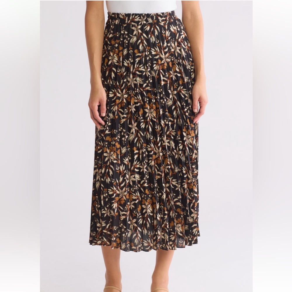Max studio small Floral Pleated Midi Skirt